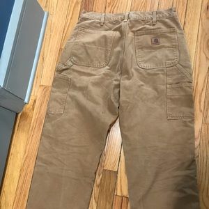 Carhartt Tan Loose Original Fit Flannel Lined Canvas Work Pant